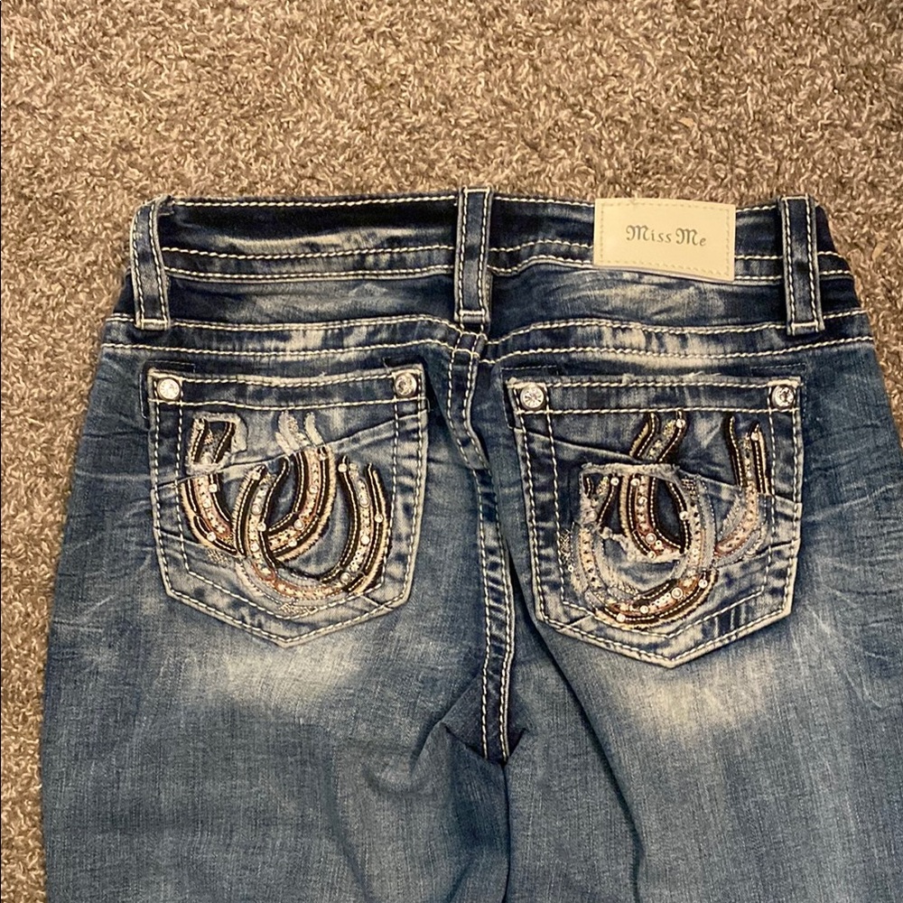 Miss Me Blue Boot Cut Jeans with Embellished Pockets